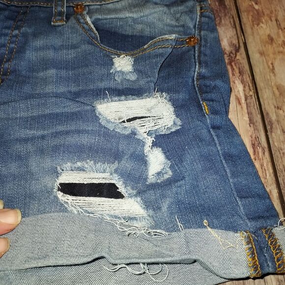 Aeropostale Light Blue Distressed Jean Shorts - Picture 9 of 14